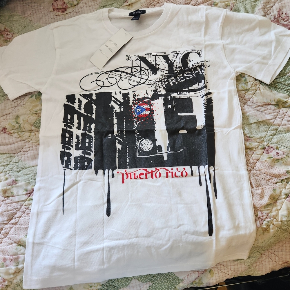 NYC PR customized  Graphic White T-Shirt Size Large